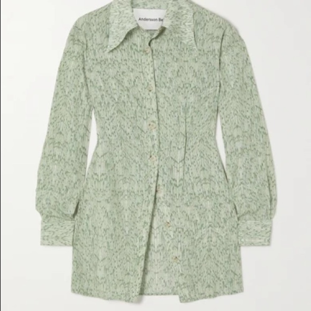 Andersson bell Green Big Collar Barbara Waisted Fit Shirt